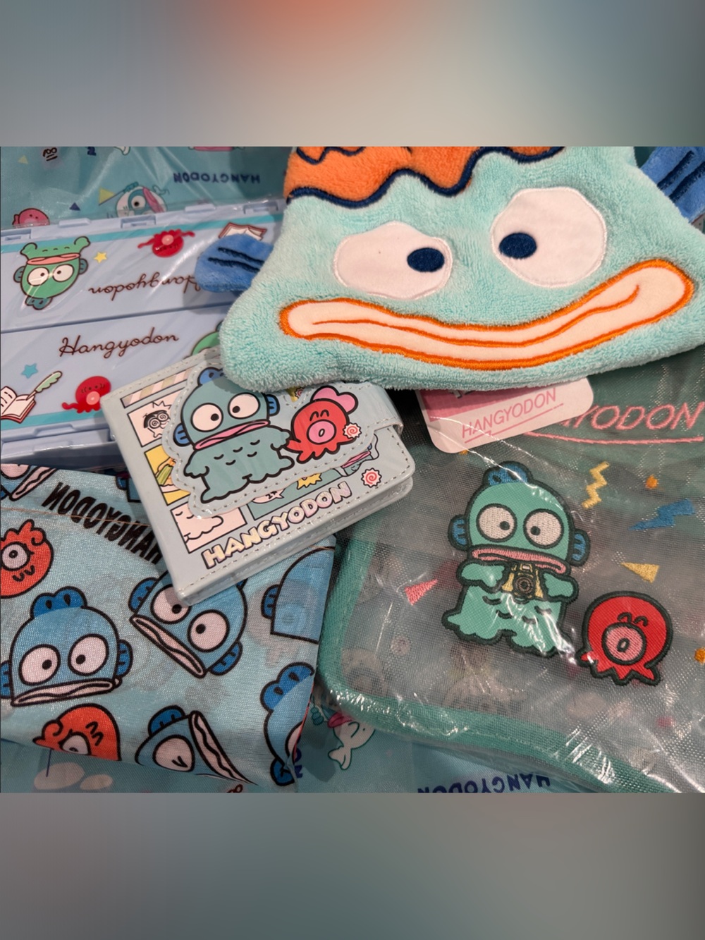 Hangyodon Bundle!!!Nylon shopper bag-plastic crate-crossbody-washcloth-notebook!